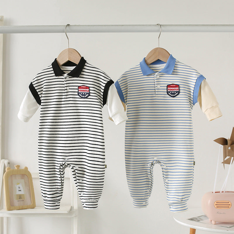 Baby Onesies Striped Male Baby Newborn Clothes Baby Autumn Clothes - Aura-Stores.com