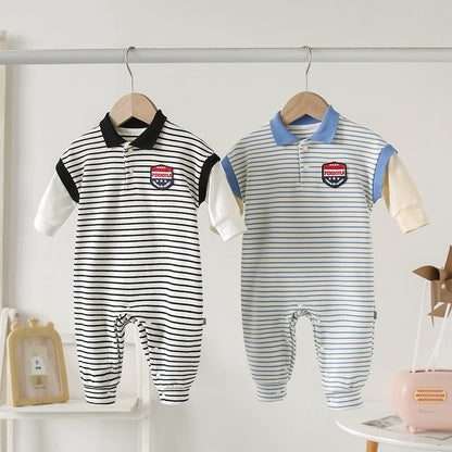 Baby Onesies Striped Male Baby Newborn Clothes Baby Autumn Clothes - Aura-Stores.com