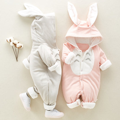 Baby jumpsuit for winter with bunny ears - Aura-Stores.com