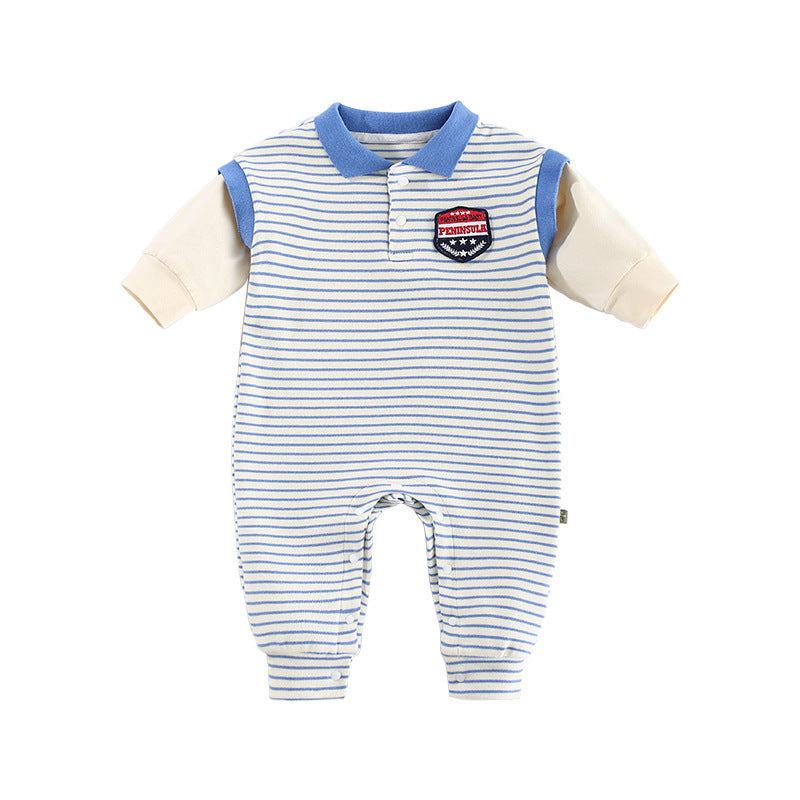 Baby Onesies Striped Male Baby Newborn Clothes Baby Autumn Clothes - Aura-Stores.com