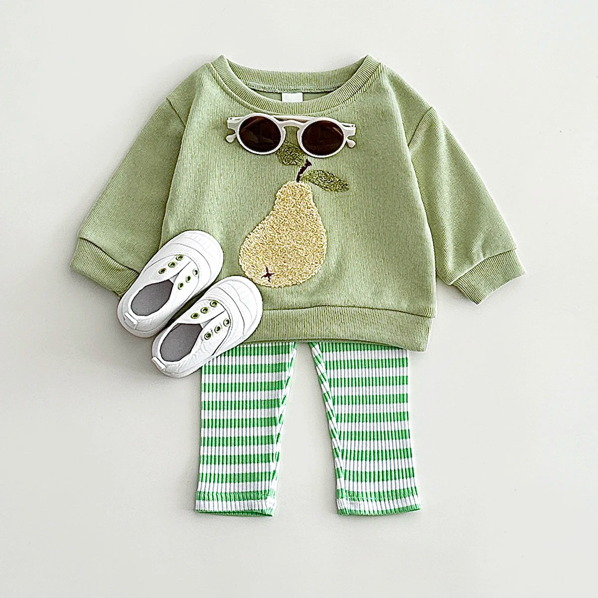 Autumn Baby Girls Suit Children's Clothing 0-3Y Infant Toddler Boys Sets Long Sleeved Baby Clothes Soft Fruit Pattern Pullover
