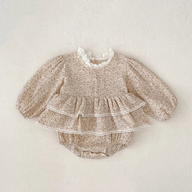 Autumn new 0-3 year old baby clothing for girls and babies, lace printed long sleeved skirts, bags, fart clothes