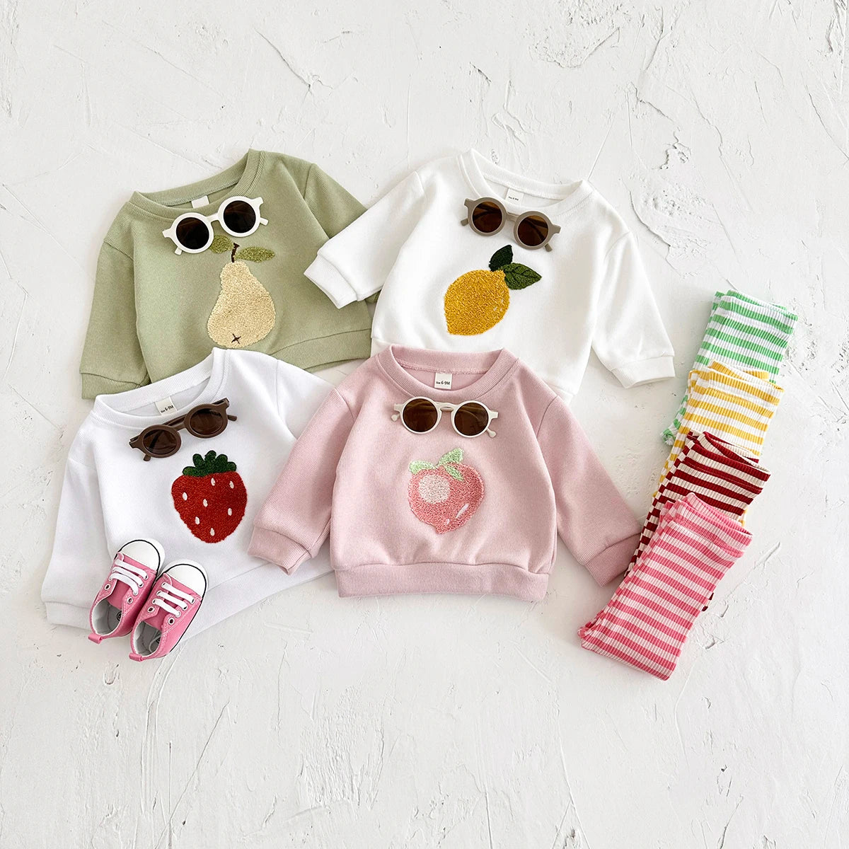 Autumn Baby Girls Suit Children's Clothing 0-3Y Infant Toddler Boys Sets Long Sleeved Baby Clothes Soft Fruit Pattern Pullover