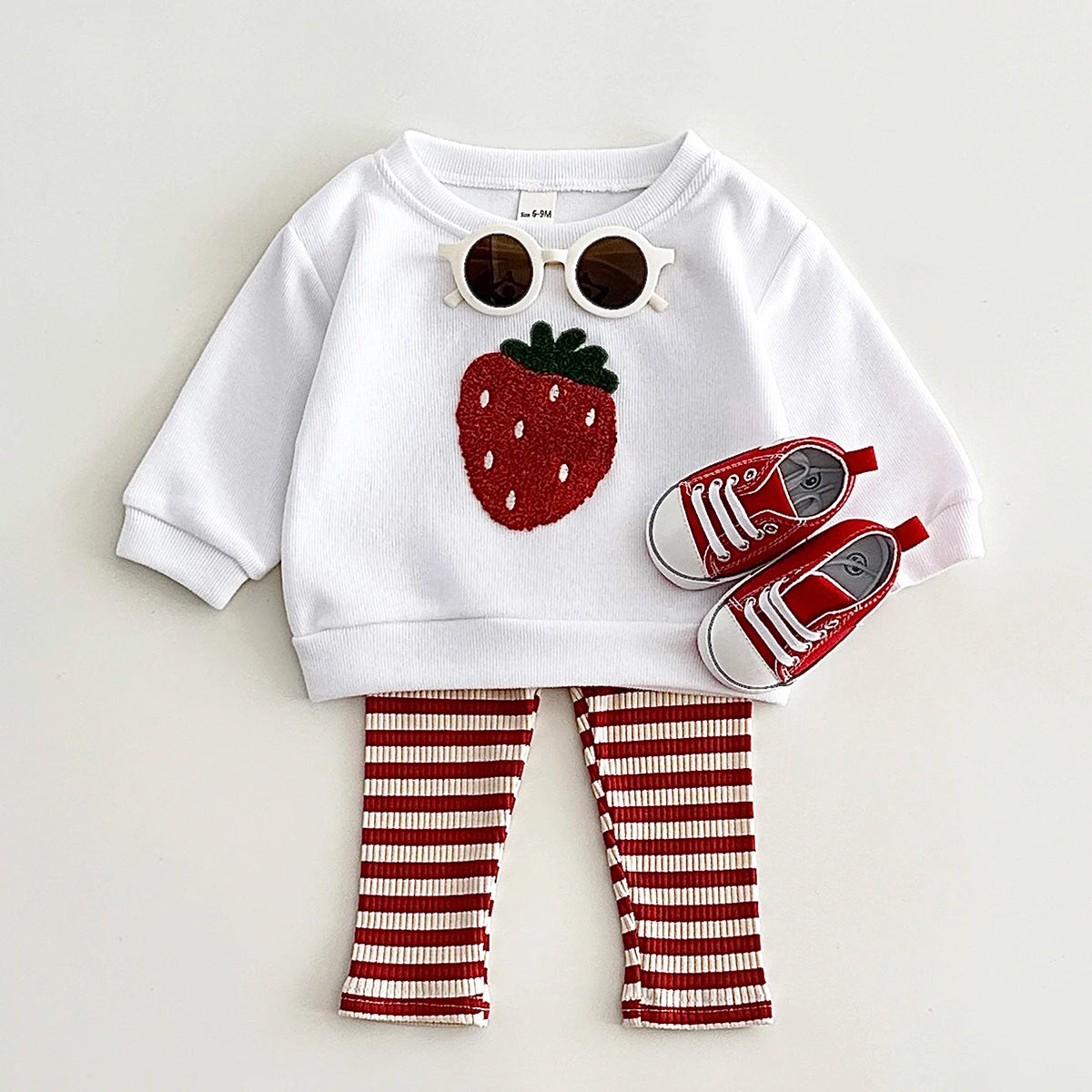 Autumn Baby Girls Suit Children's Clothing 0-3Y Infant Toddler Boys Sets Long Sleeved Baby Clothes Soft Fruit Pattern Pullover