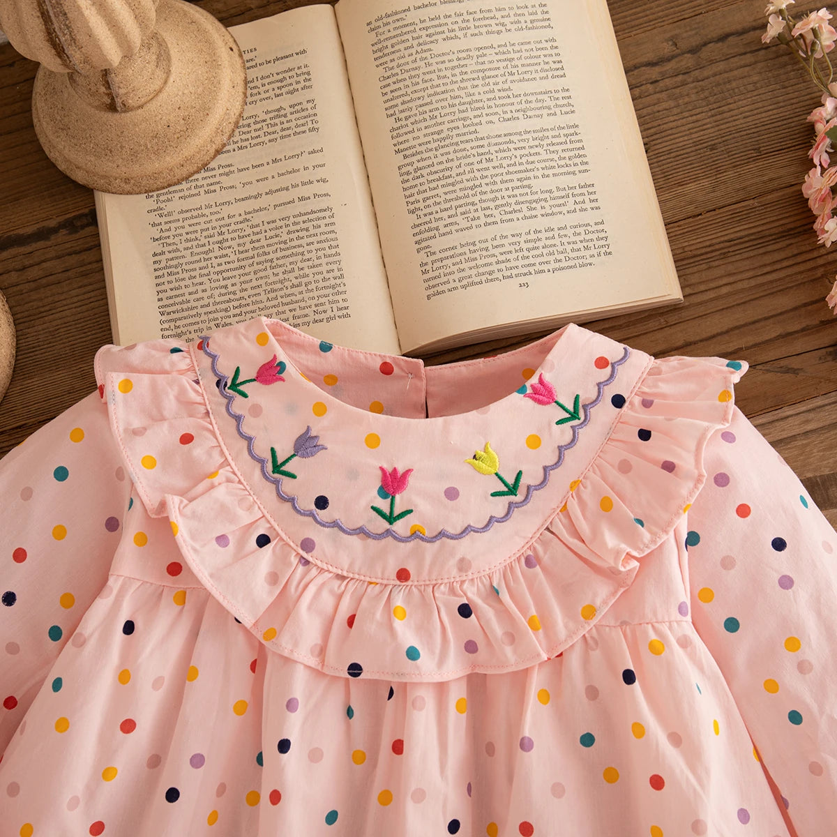 Autumn Baby Clothes Girl Long Sleeved New Round Neck Children Clothes Sweet Flower Embroidery Fashion Girl Tops