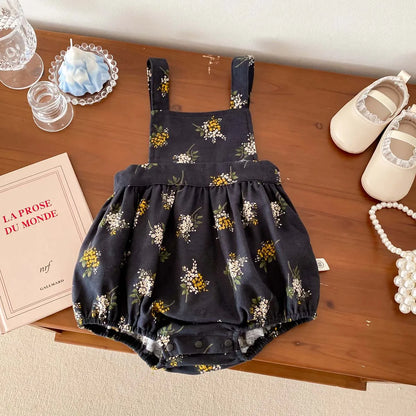 Autumn Baby Girls Clothes 0-2 Years Old Infant Suit Newborn Baby White Shirt with Floral Romper Two Piece Set