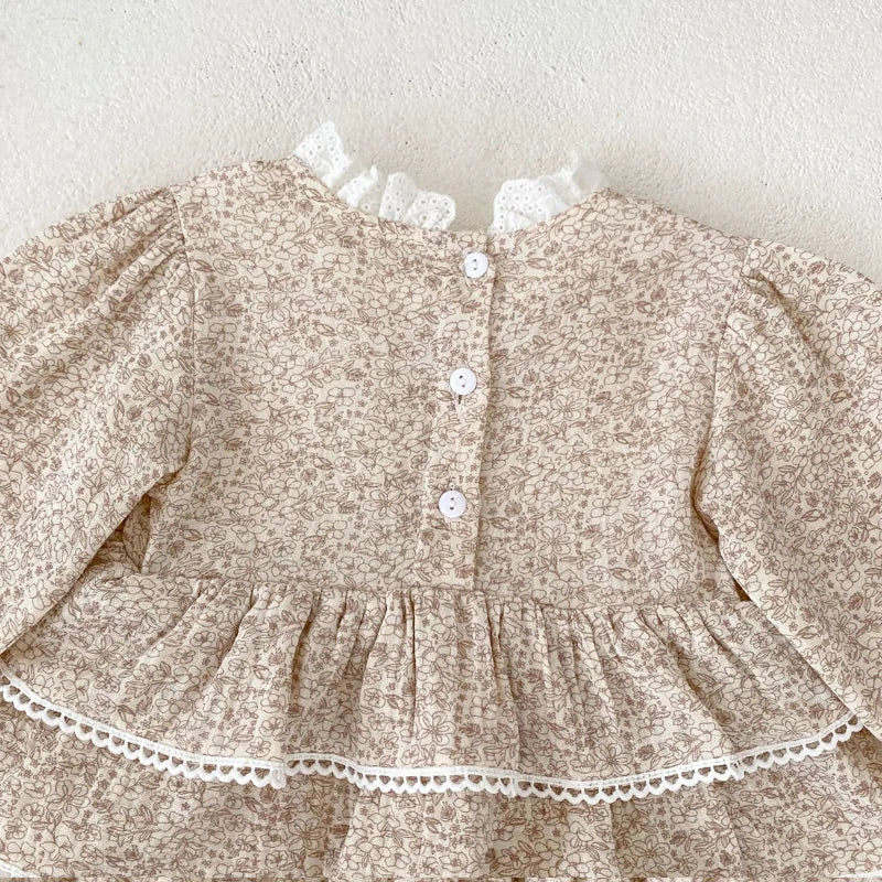Autumn new 0-3 year old baby clothing for girls and babies, lace printed long sleeved skirts, bags, fart clothes