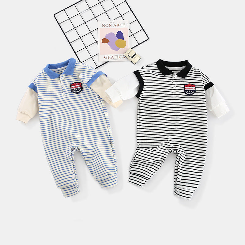 Baby Onesies Striped Male Baby Newborn Clothes Baby Autumn Clothes - Aura-Stores.com