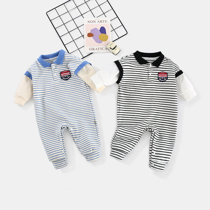 Baby Onesies Striped Male Baby Newborn Clothes Baby Autumn Clothes - Aura-Stores.com